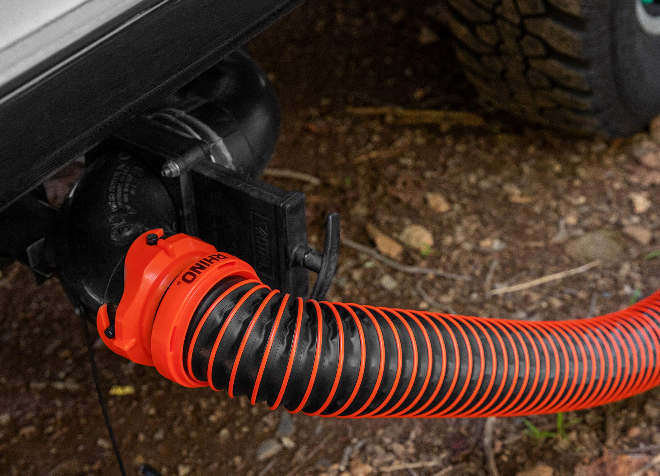 Camco RhinoEXTREME swivel fitting close-up demonstrating secure leak-resistant connection