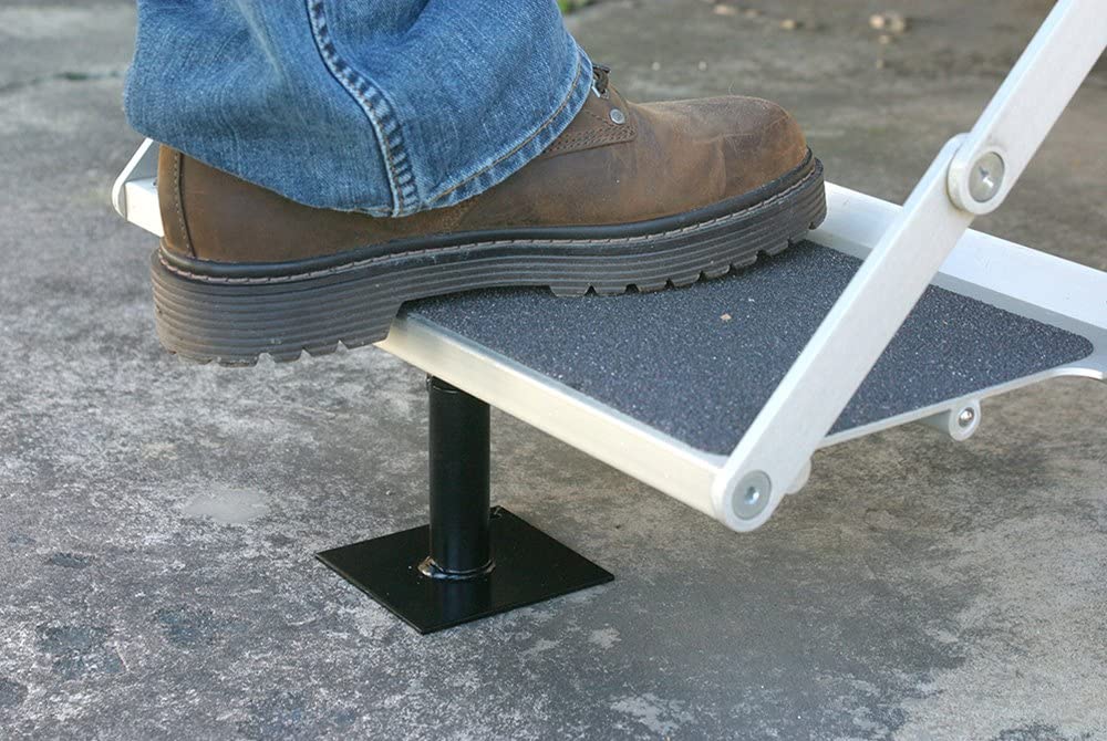 Camco Save-A-Step side profile showing adjustable shaft and space-saving silhouette