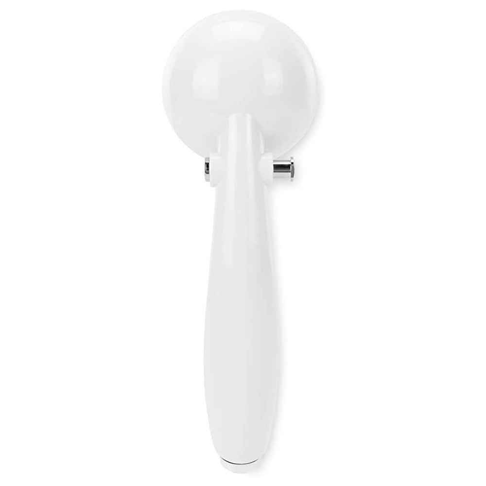 Camco shower head mounted on RV exterior showing neat storage and access benefit