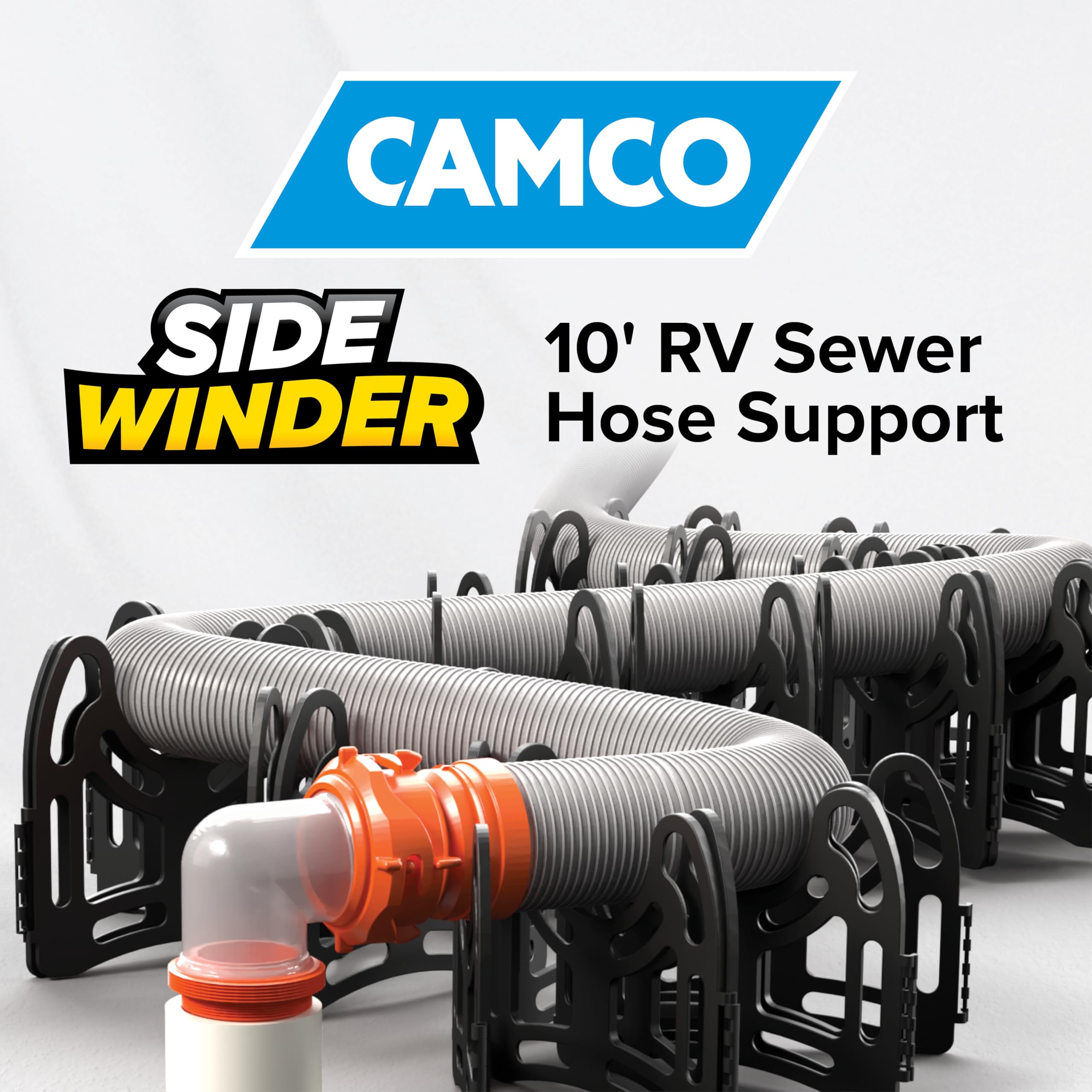 Camco Sidewinder close-up of deep cradles that prevent hose pinching and slipping