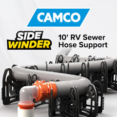 Camco Sidewinder close-up of deep cradles that prevent hose pinching and slipping