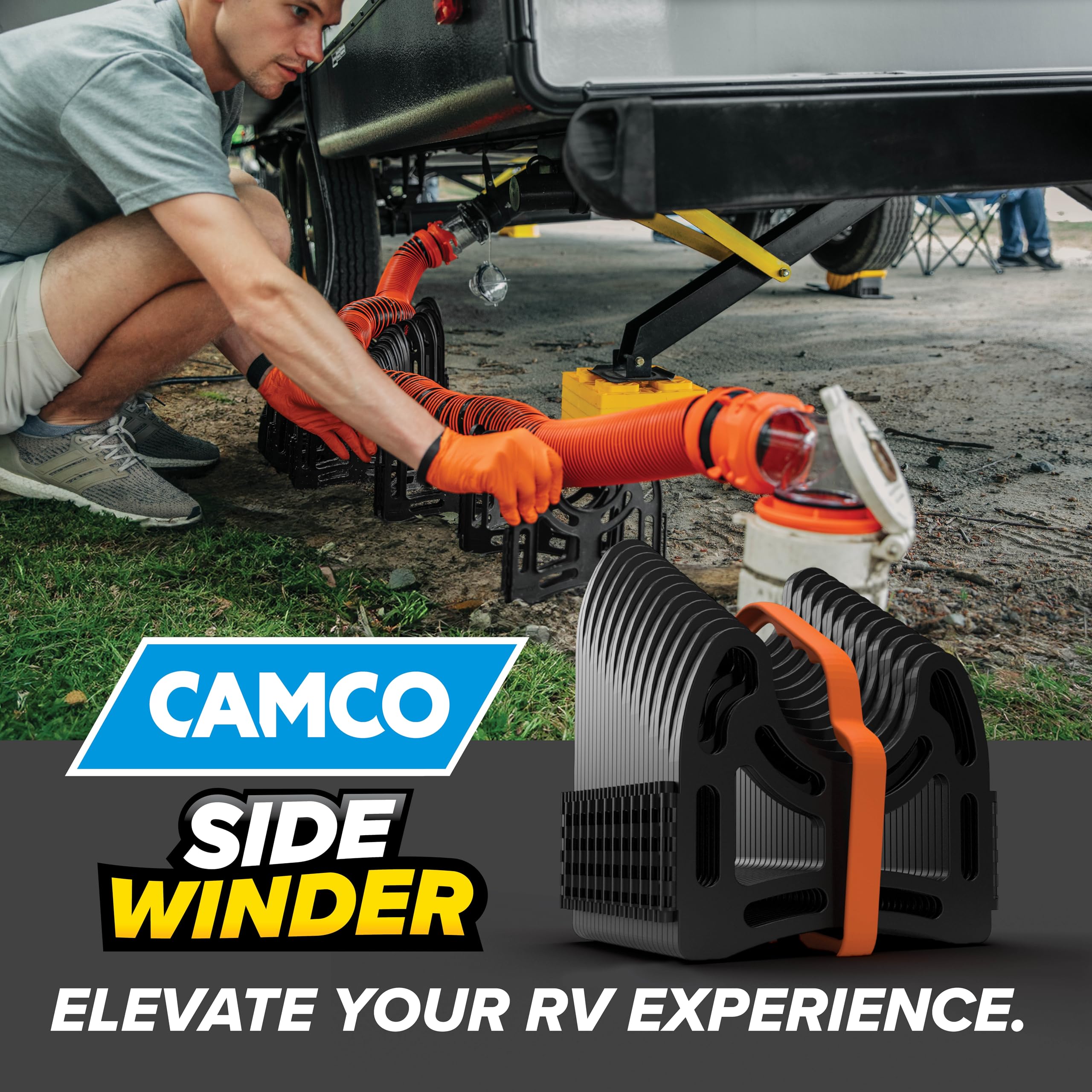 Camco Sidewinder folded for compact storage showing space-saving convenience benefit