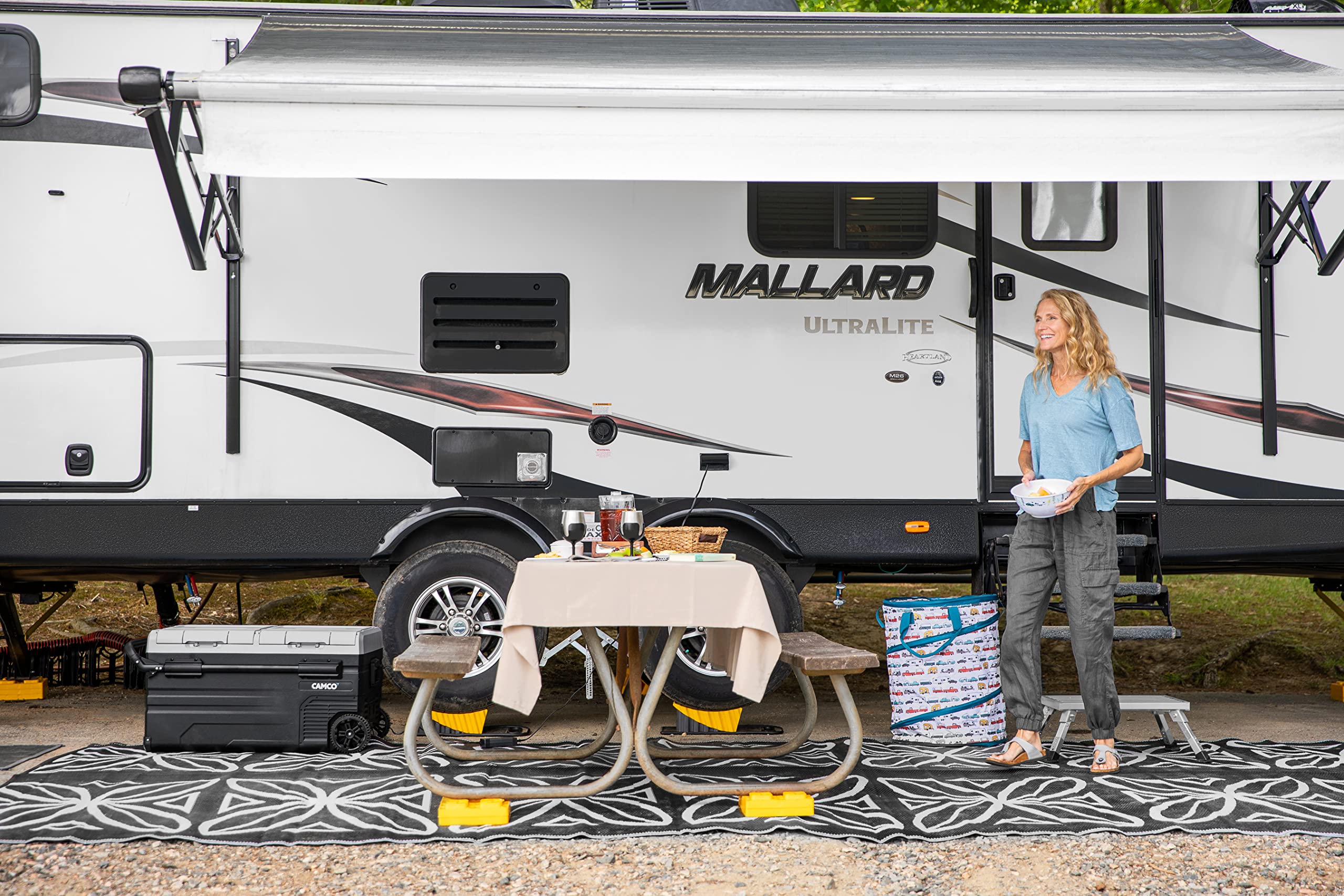 Camco four-block stack demonstrating height increments and adjustability