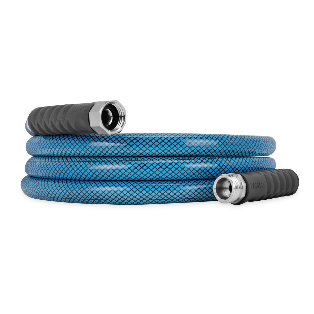 Camco front view of 10-foot potable water hose showing full length and color benefit fresh water access