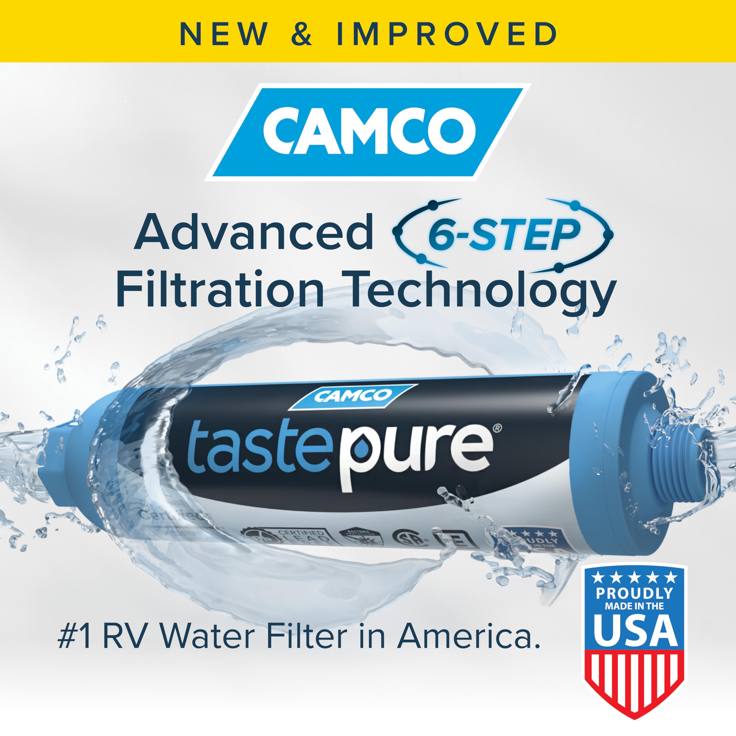 Camco Tastepure hose connection detail highlighting secure thread and leak prevention