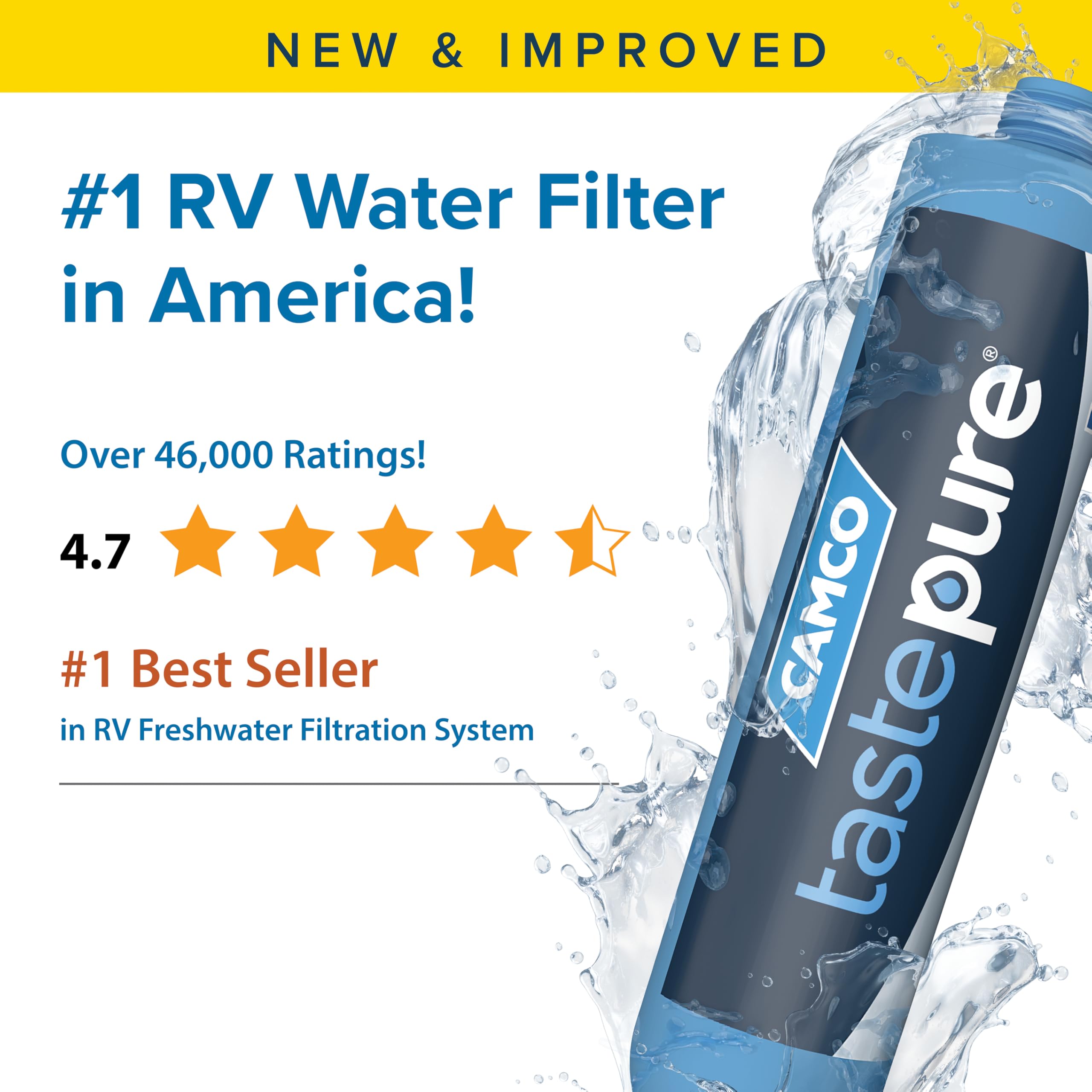 Camco Tastepure internal media closeup showing GAC and KDF layers for cleaner taste