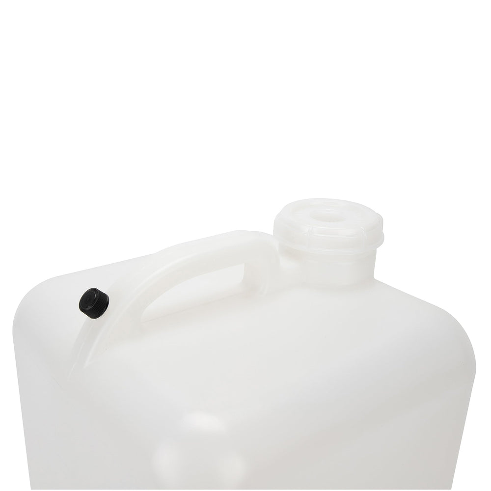 Camco kit next to 5-gallon antifreeze container showing compact storage size