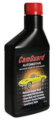 Pouring CamGuard concentrate into an engine oil filler to show easy application
