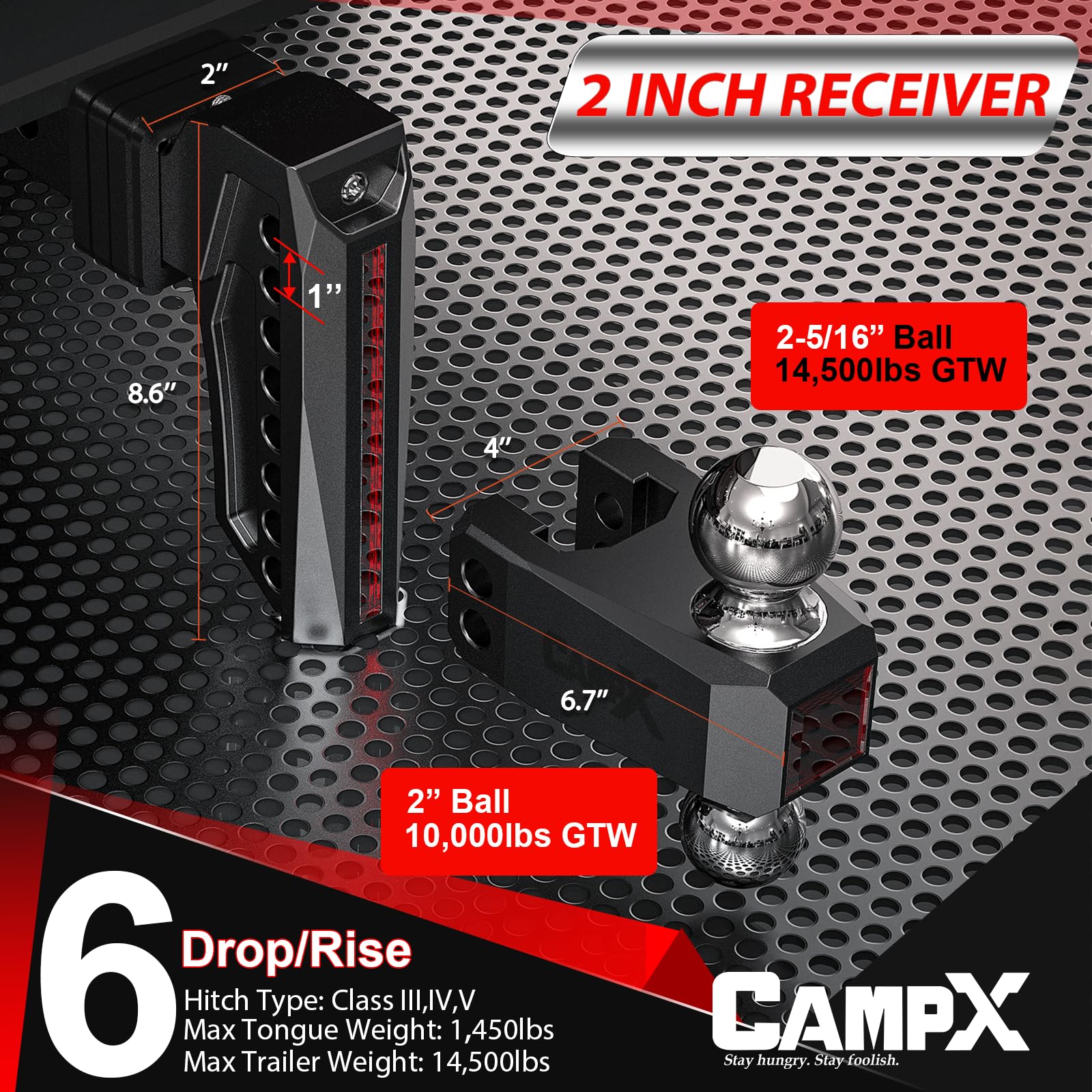 CAMPX dual locking pins and silicone washers for stability and reduced noise