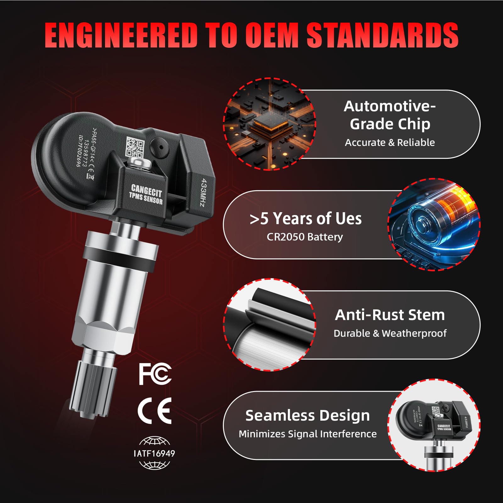 Cangecit valve stem seal and nut detail showing secure wheel sealing