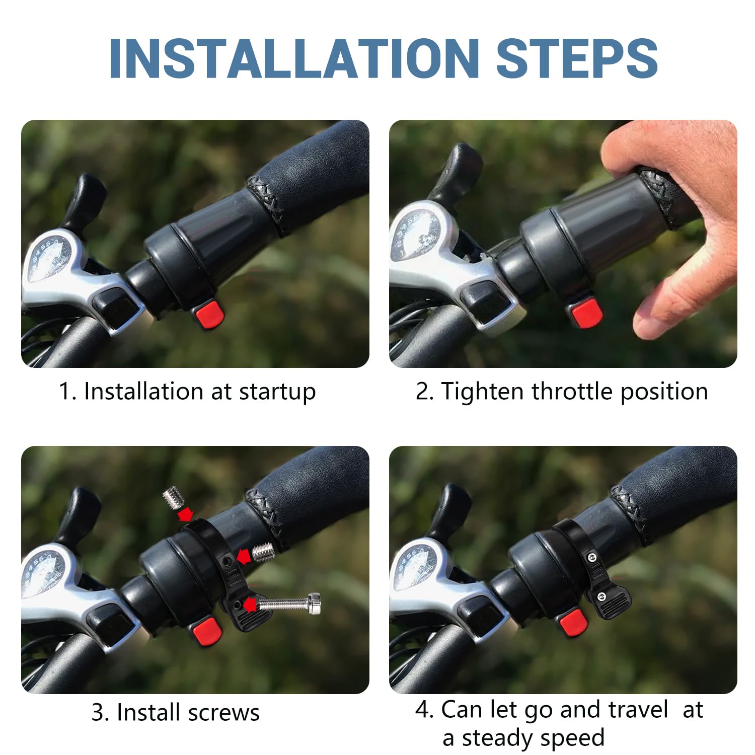 Canitu installed at handlebar angle demonstrating comfortable thumb reach and posture