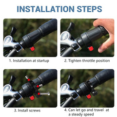 Canitu installed at handlebar angle demonstrating comfortable thumb reach and posture