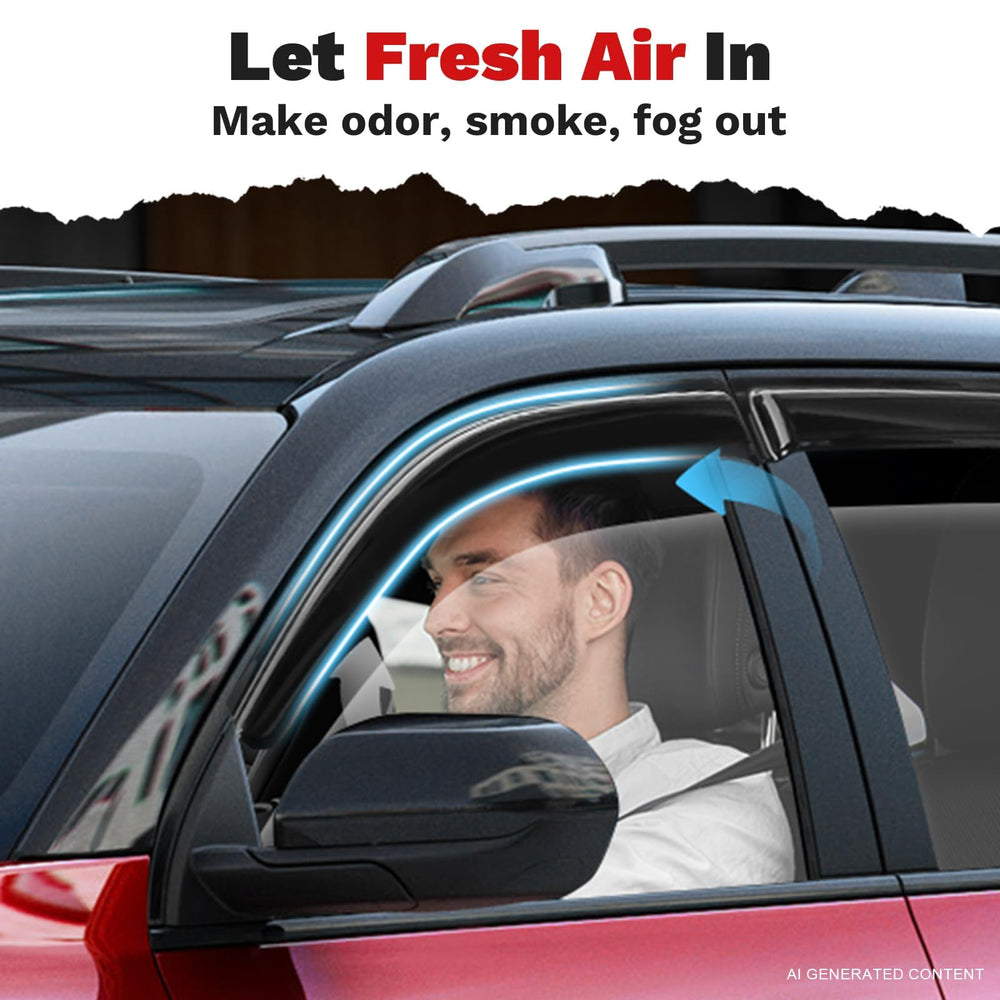 Canvcle visor in rainy use with window cracked, keeping water out while allowing airflow