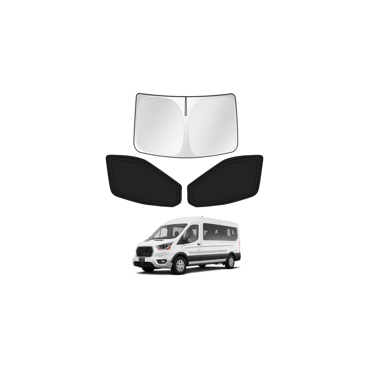 Canvcle front packaging showing three-panel sunshade kit and storage bag for convenient protection