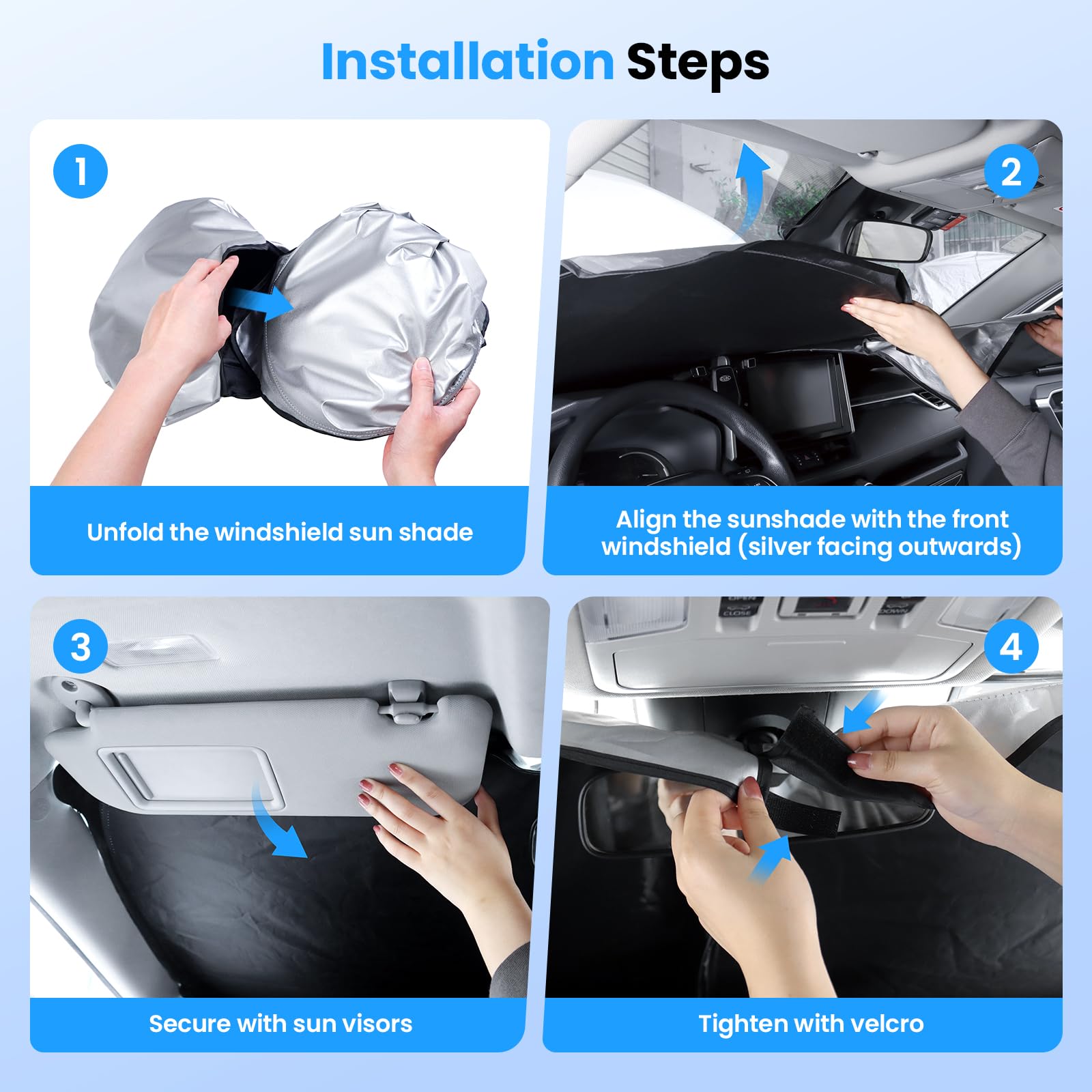 Canvcle shielding steering wheel and dash to show interior protection and heat reduction benefit
