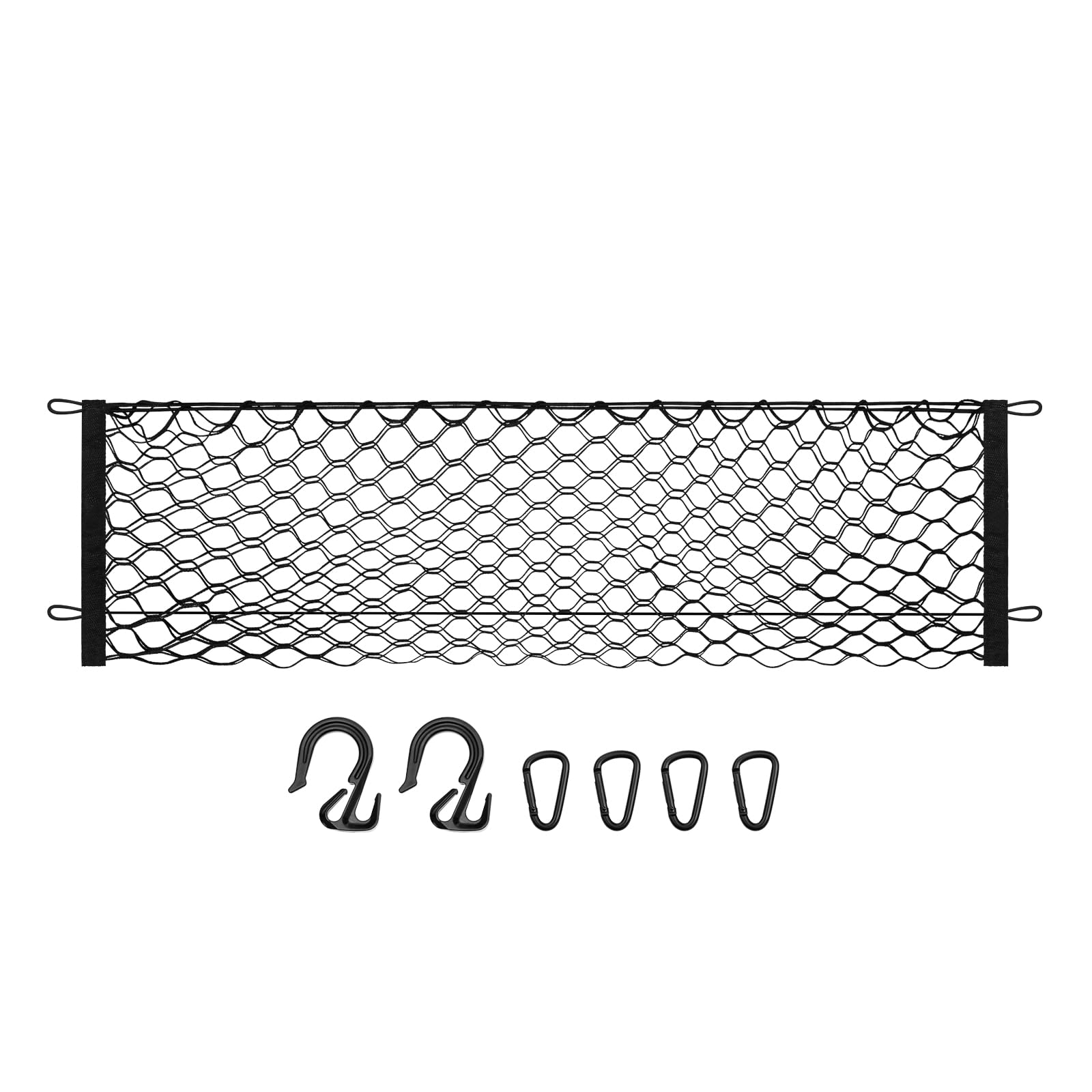 Canvcle net next to ruler illustrating size and fit for Traverse cargo area