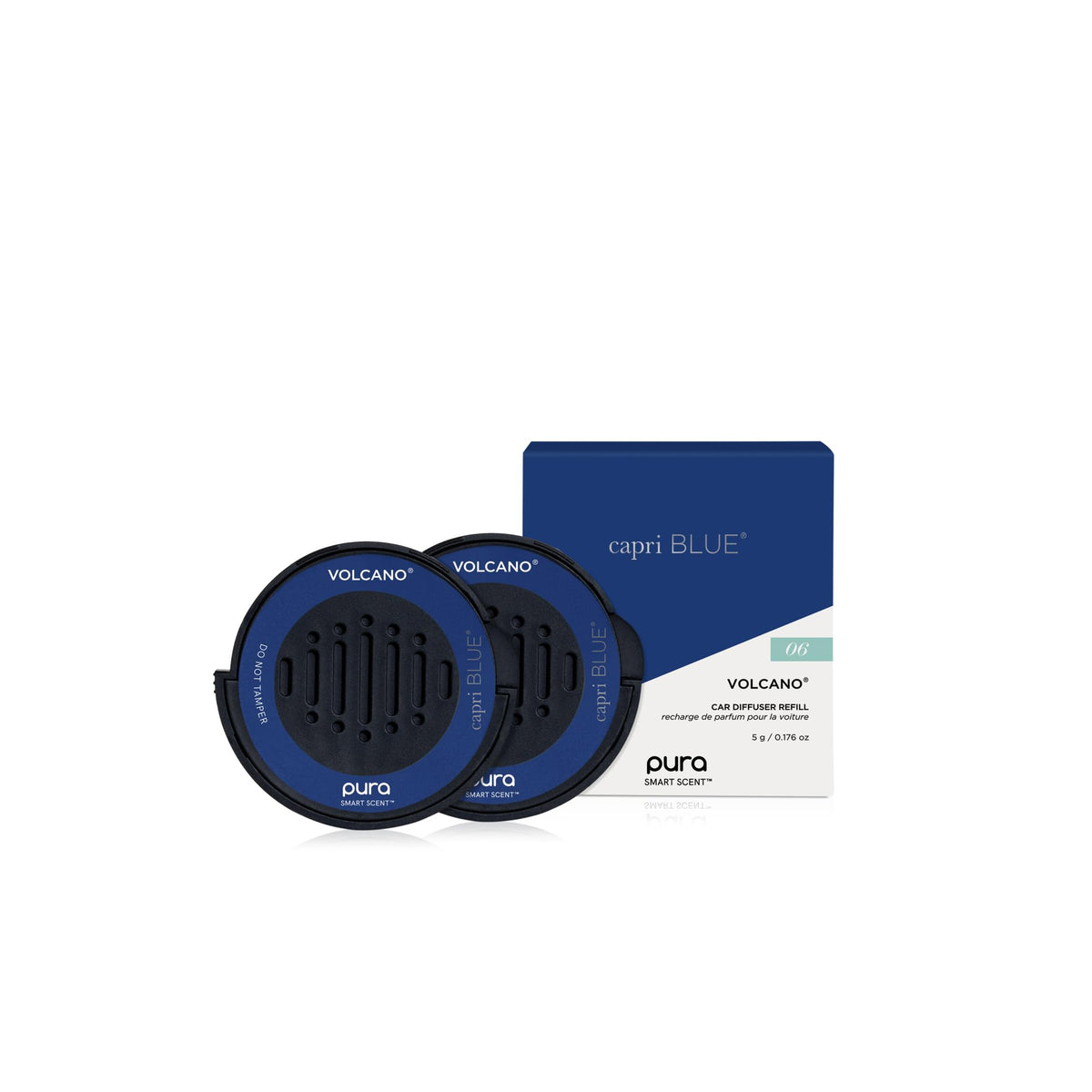 Capri Blue front packaging showing Volcano refill benefits