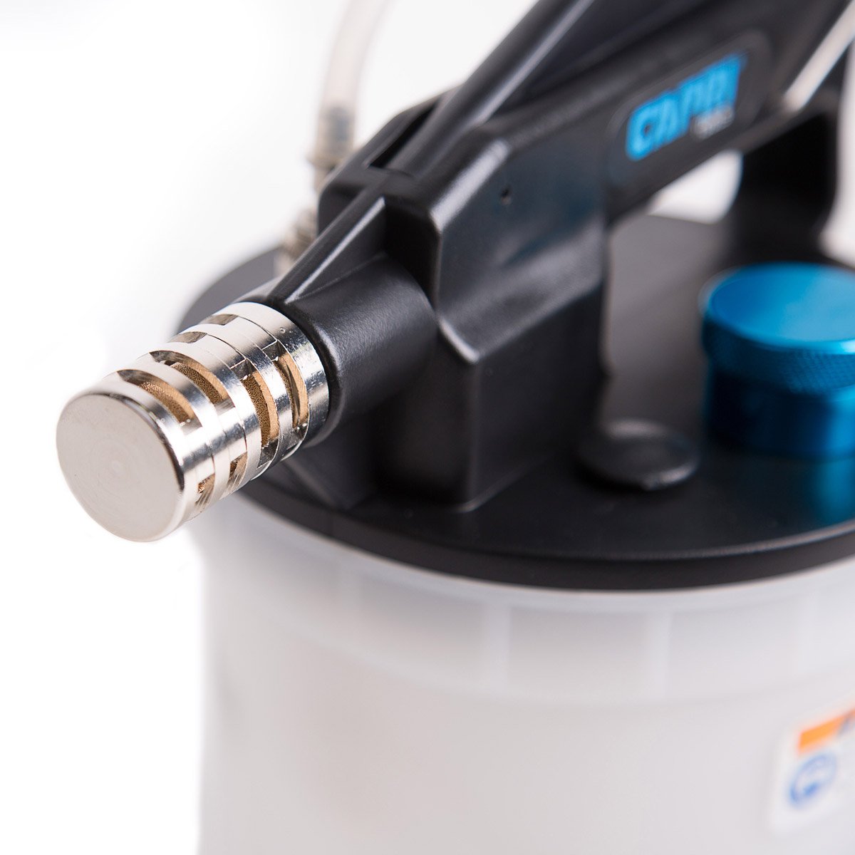 Capri Tools 40-inch silicone hose detail highlighting flexibility and reach advantage