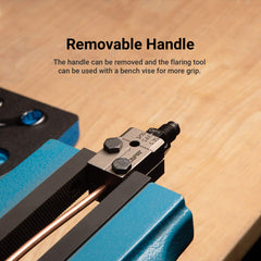 Capri Tools detached die held in a bench vise for added grip and control