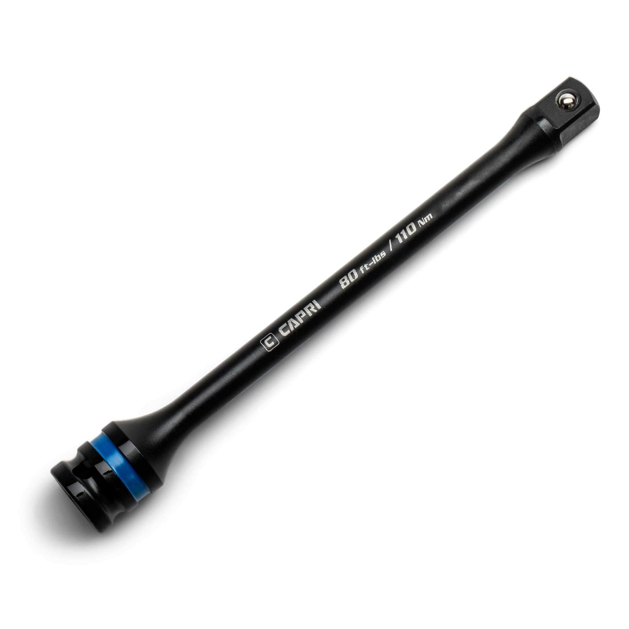 Capri Tools front view torque limiting extension showing full 8-inch bar and drive for quick selection