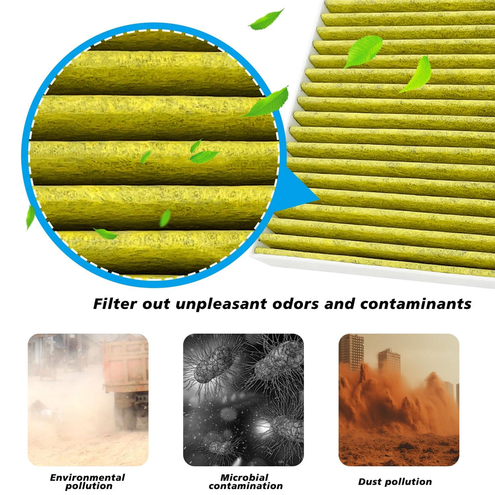 Capume cabin filter close-up showing HEPA-style fibers and carbon layer for improved air cleanliness