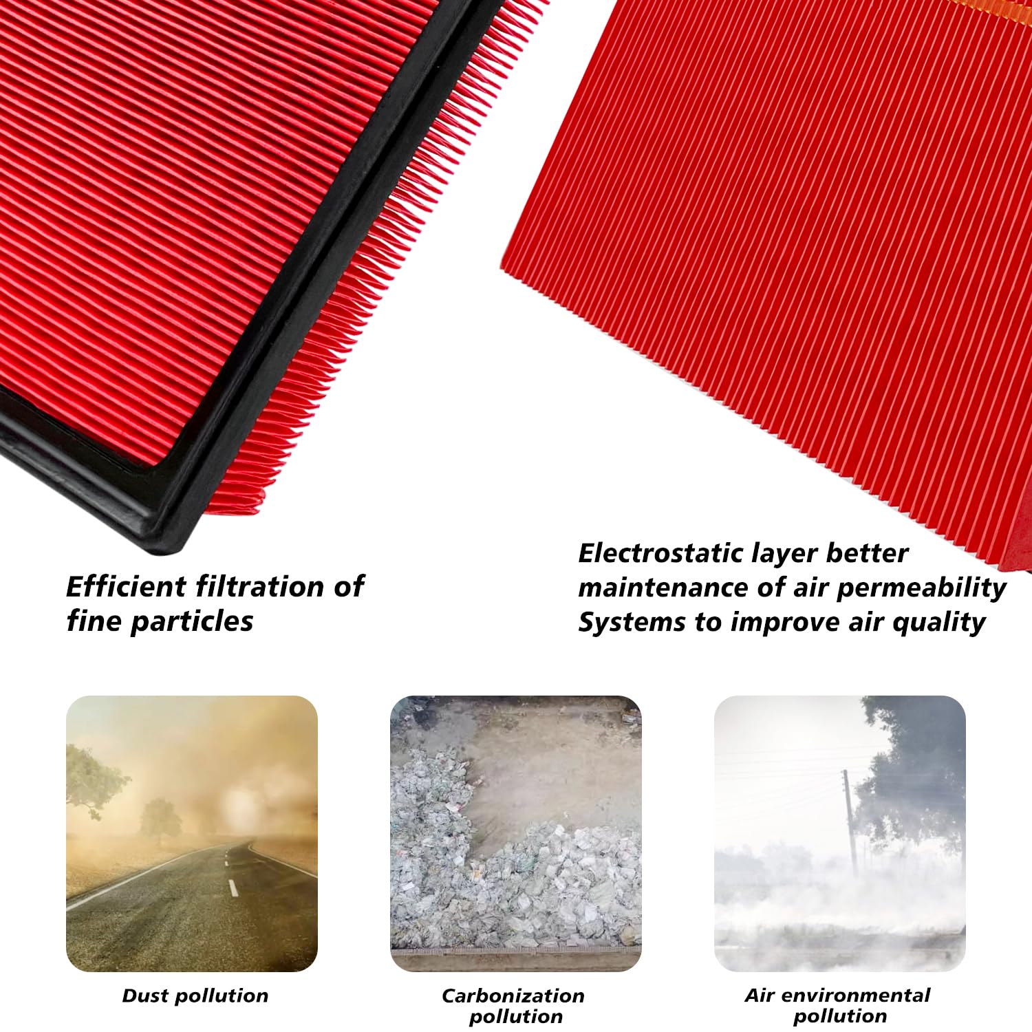 Capume engine filter detail highlighting pleated media that improves airflow and filtration