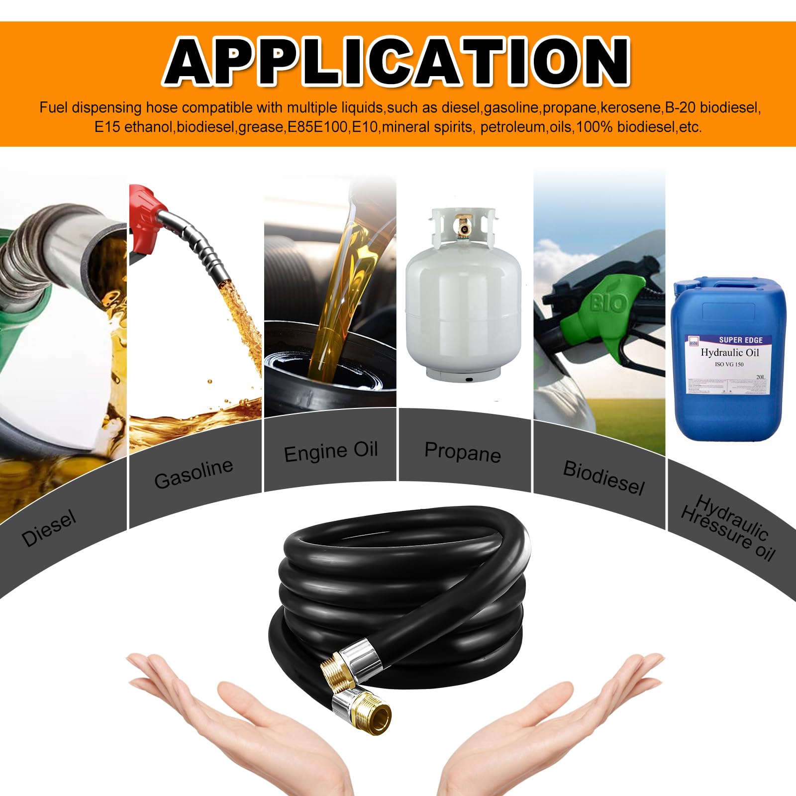 caqeg hose connected at farm tank, shows practical use and dependable flow