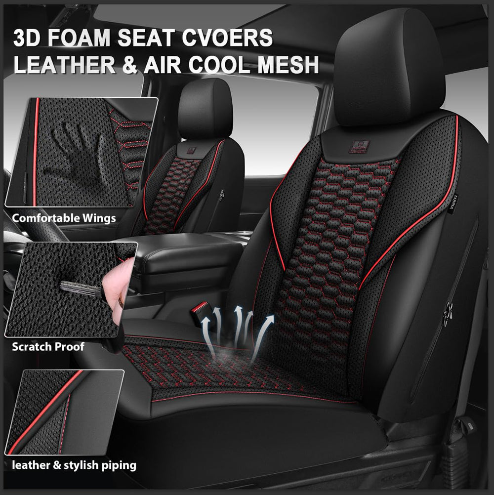 CAR PASS close-up of quilted mesh and faux leather texture for breathability