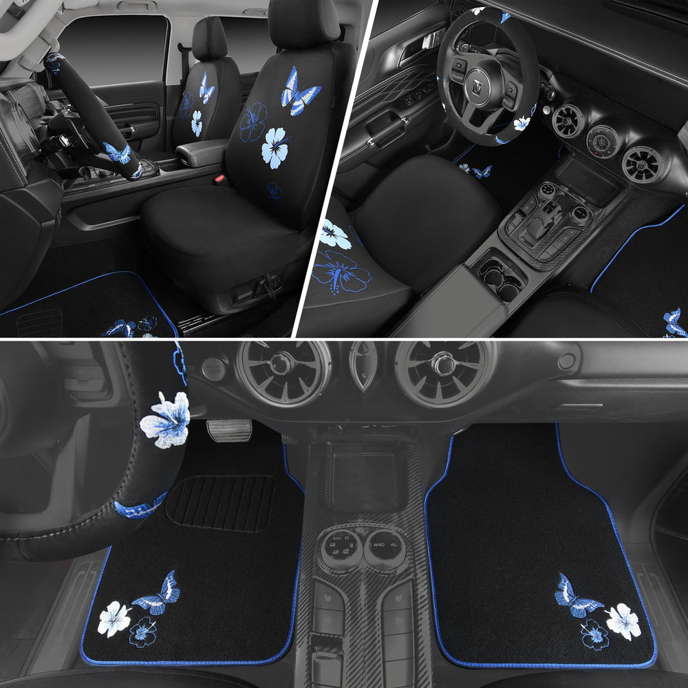 CAR PASS floor mats front and rear layout showing waterproof protection