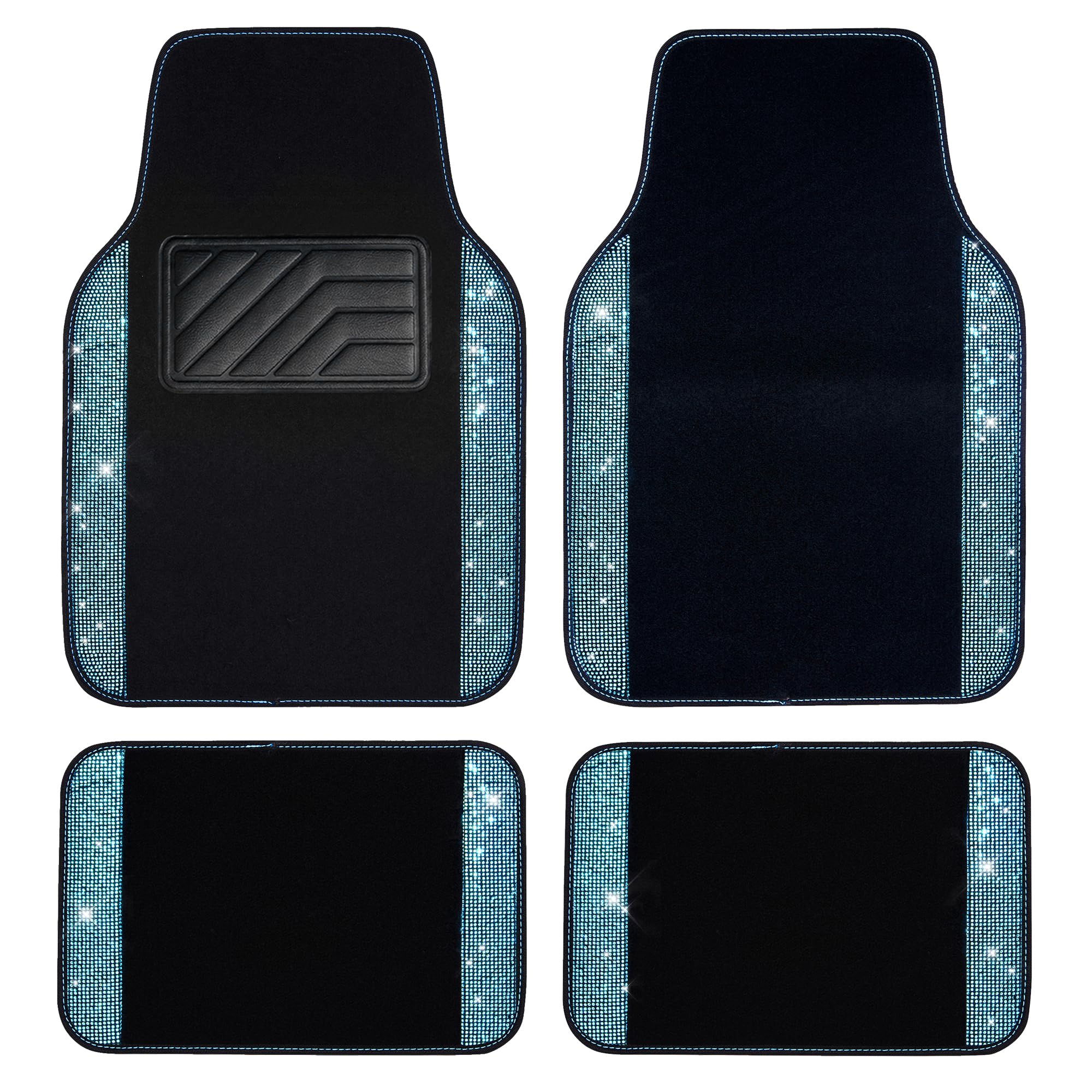 CAR PASS front mat mint teal full view adds sparkle and protection