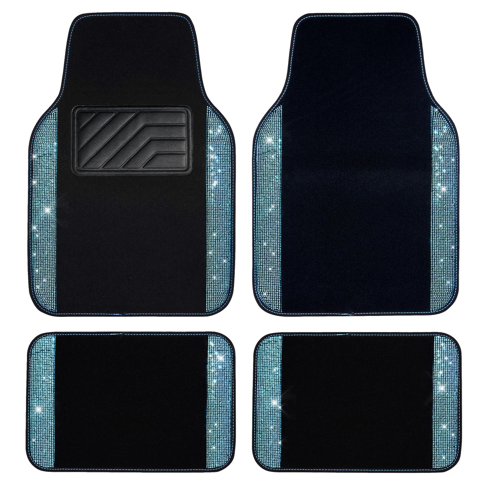 CAR PASS front mat mint teal full view adds sparkle and protection