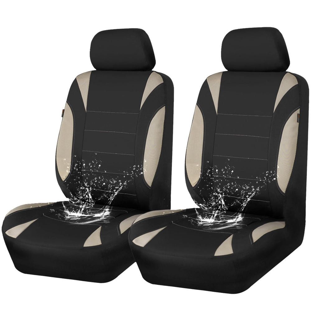 CAR PASS front view of covers showing clean, protected front seats and quick installation benefit