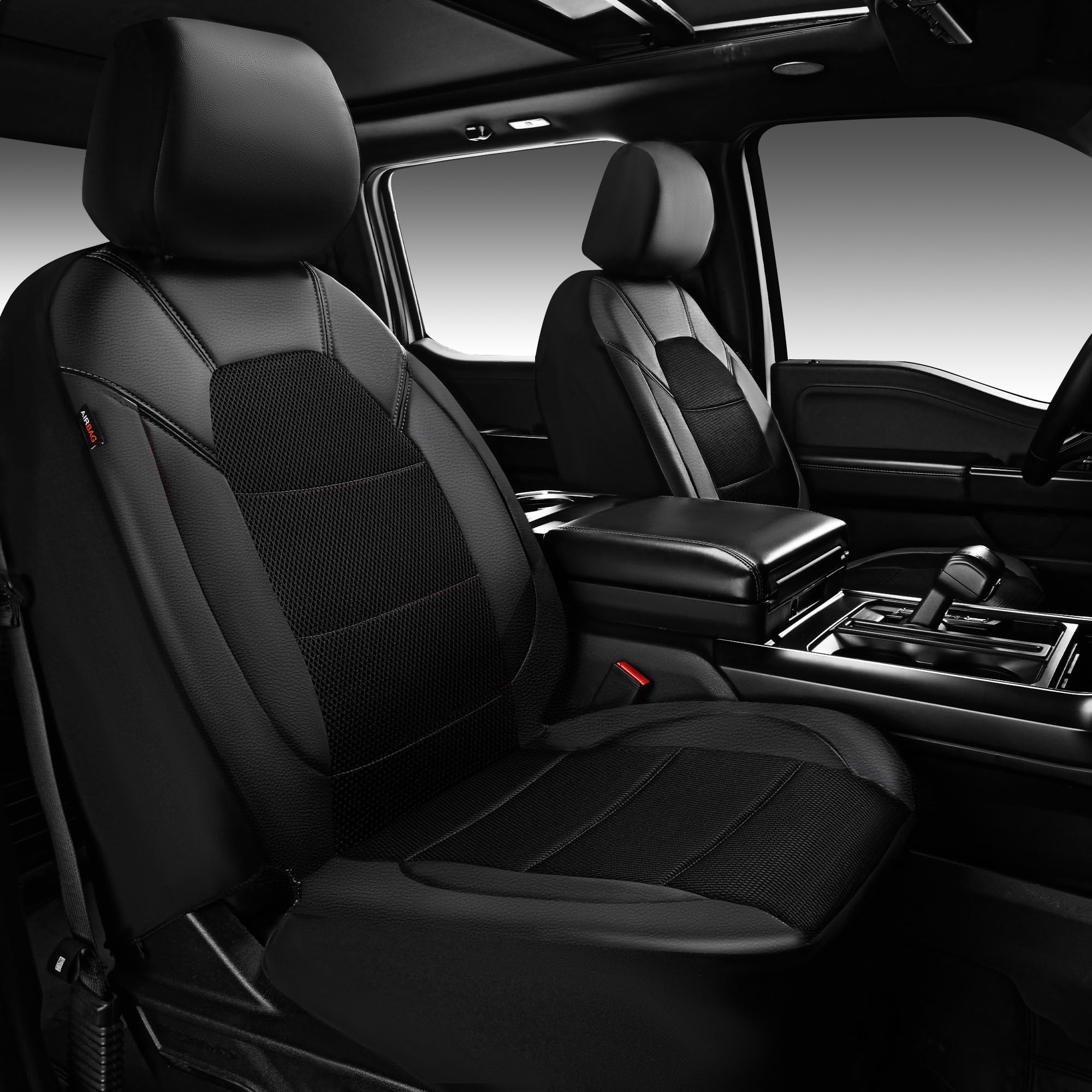CAR PASS front seat covers full view showing sporty fit and improved cabin look
