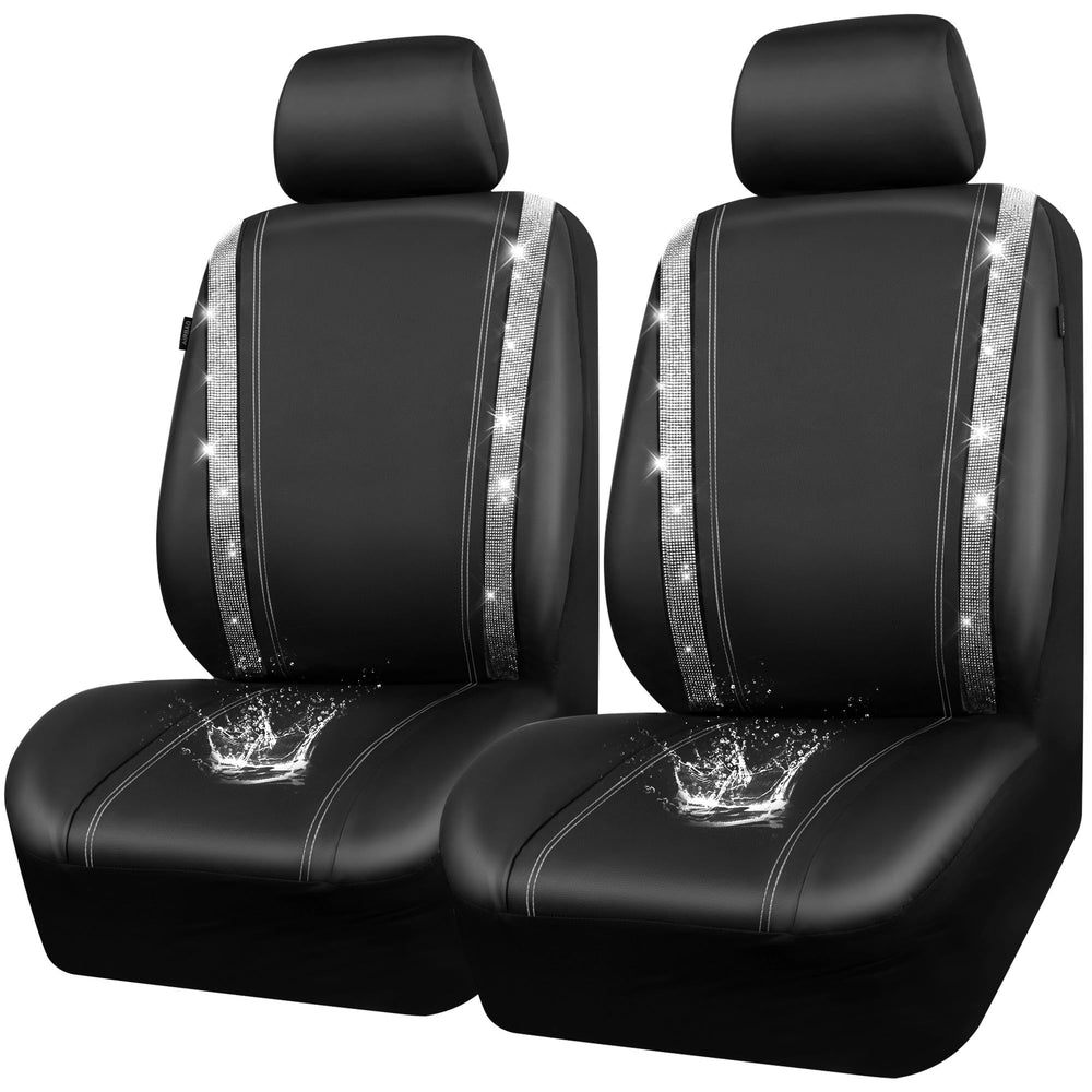 CAR PASS packaging showing two front seat covers, clear contents and benefits