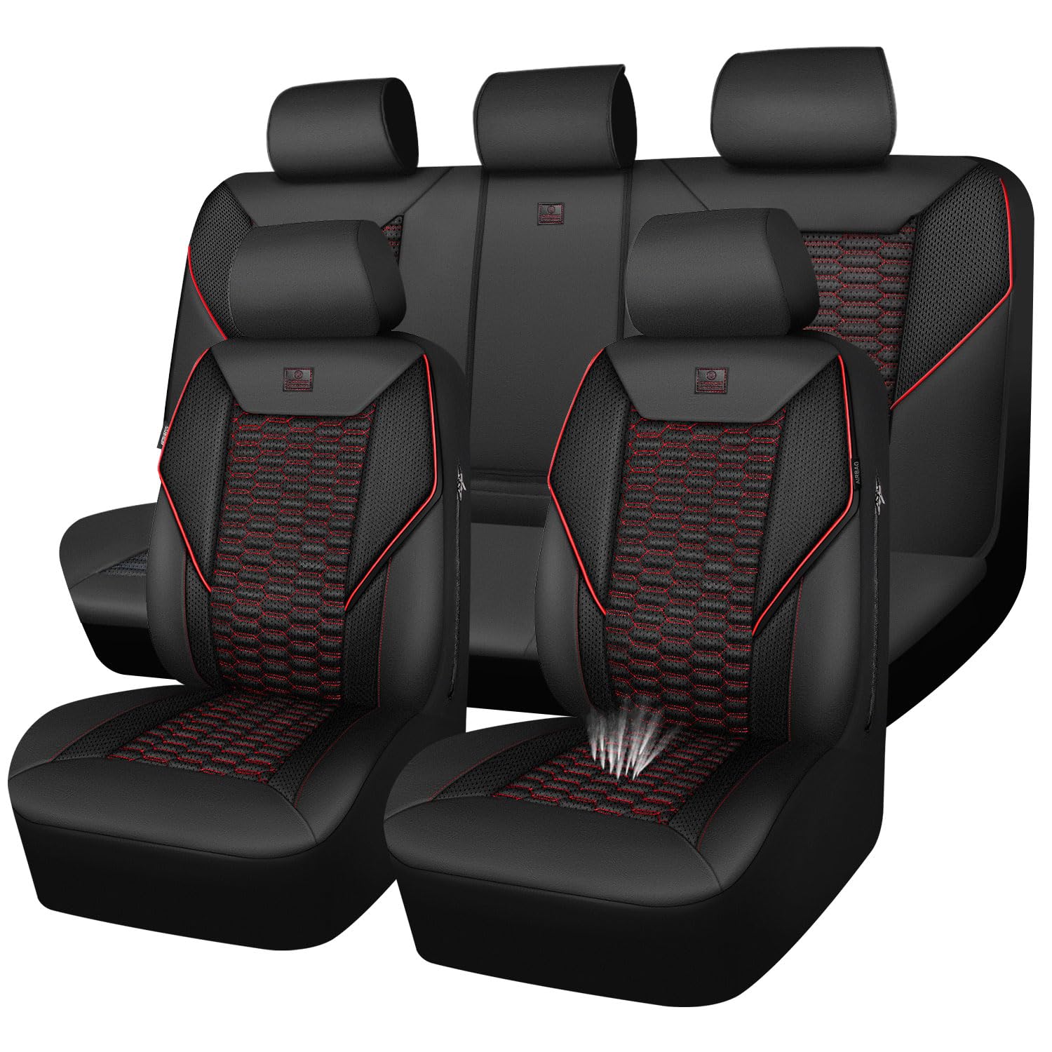CAR PASS front seat full view showing sporty black and red protection