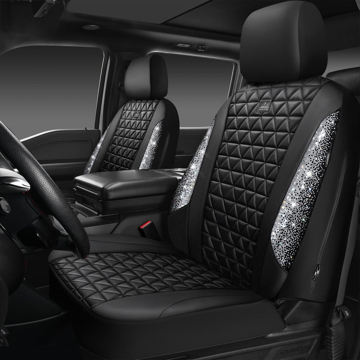 CAR PASS front seat full view showing glittery protection and stylish upgrade