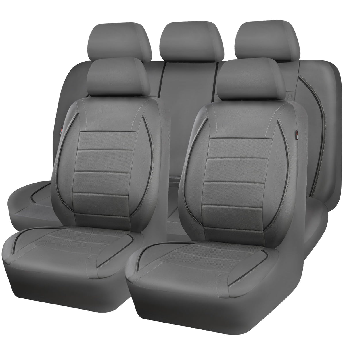 CAR PASS front seat view showing neat fit and stylish grey piping benefit: refined look