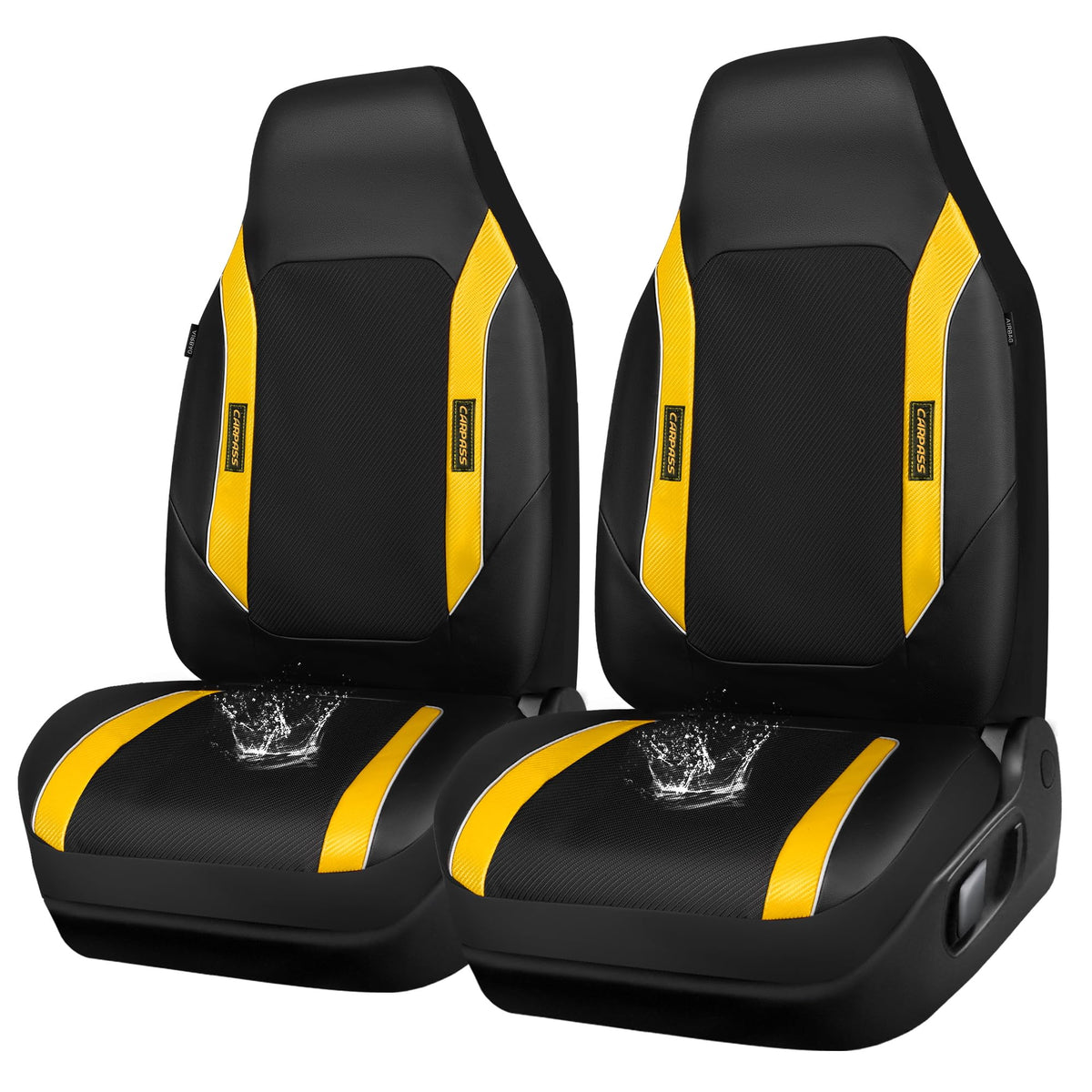 CAR PASS front view showing sporty high-back covers and visual protection