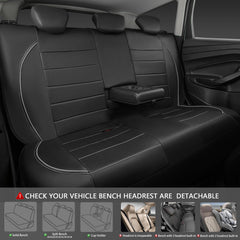 CAR PASS headrest and belt cutouts providing easy access benefits