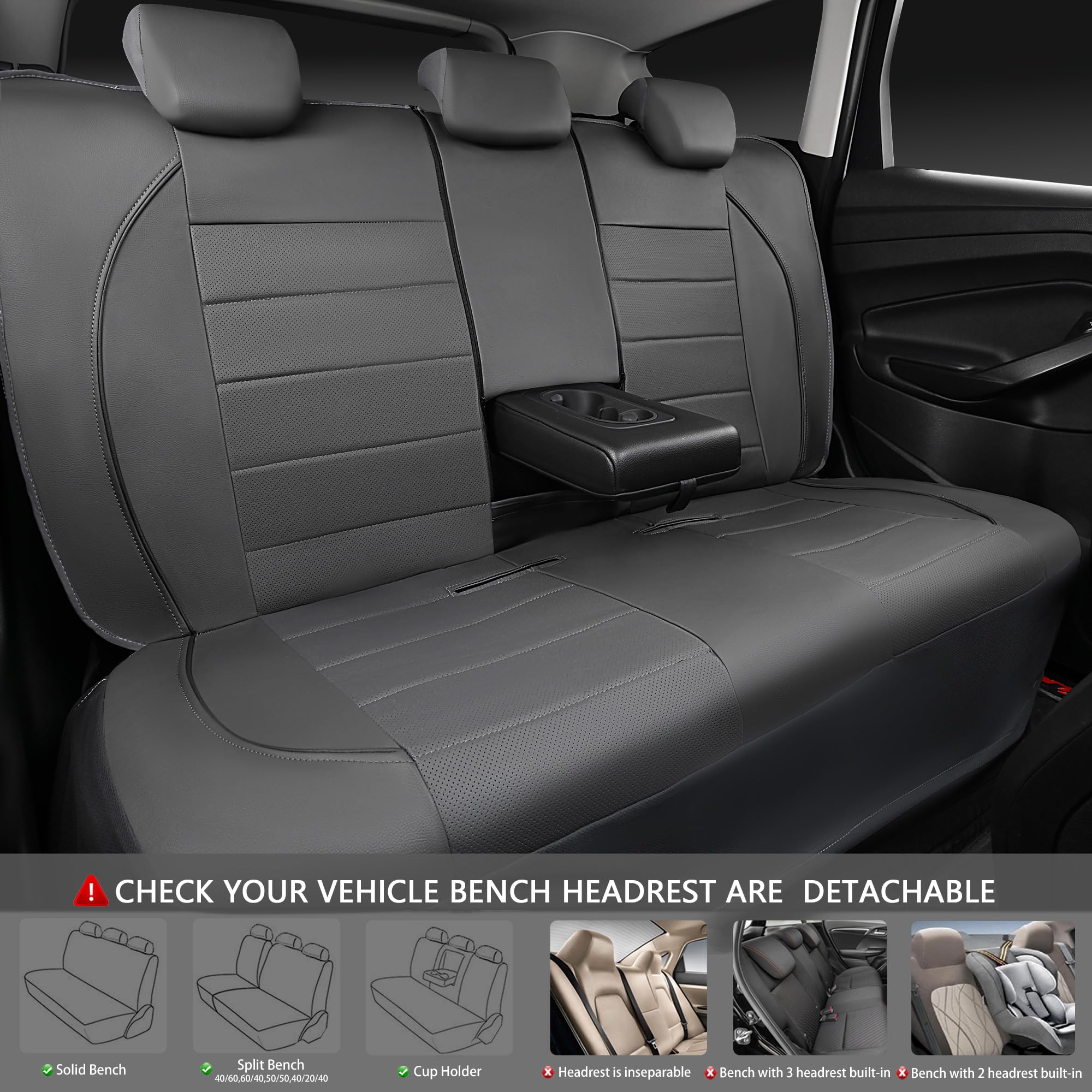 CAR PASS headrest and seatbelt cutouts showing access points benefit: maintains functionality