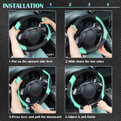 CAR PASS cover installed on steering wheel demonstrating secure anti-slip fit