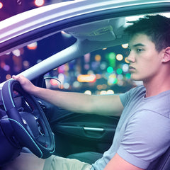 CAR PASS installed on a car steering wheel demonstrating quick fit and comfort