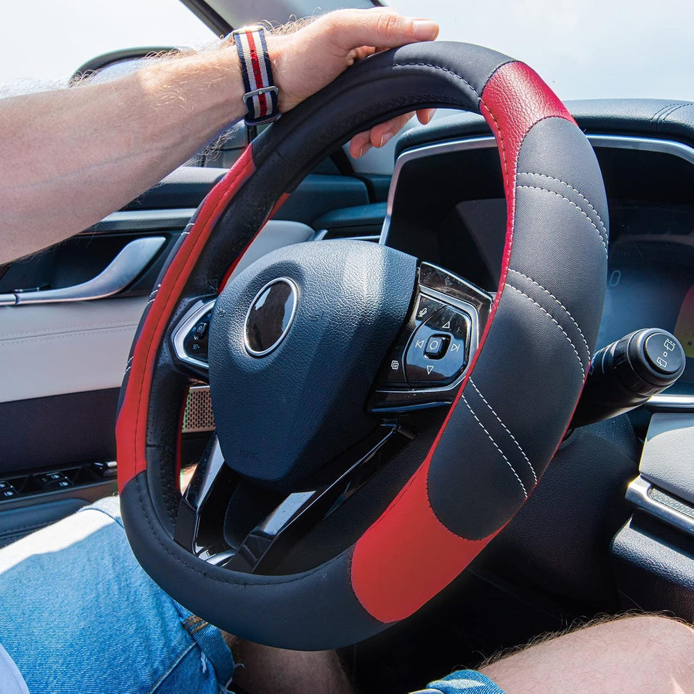 CAR PASS label detail showing microfiber leather material and easy-care benefit