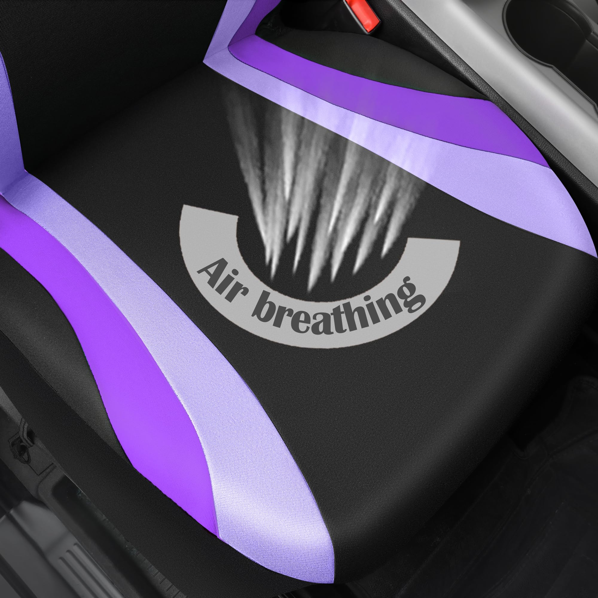 CAR PASS seat covers installed in a sedan showing easy, tool-free fit benefit
