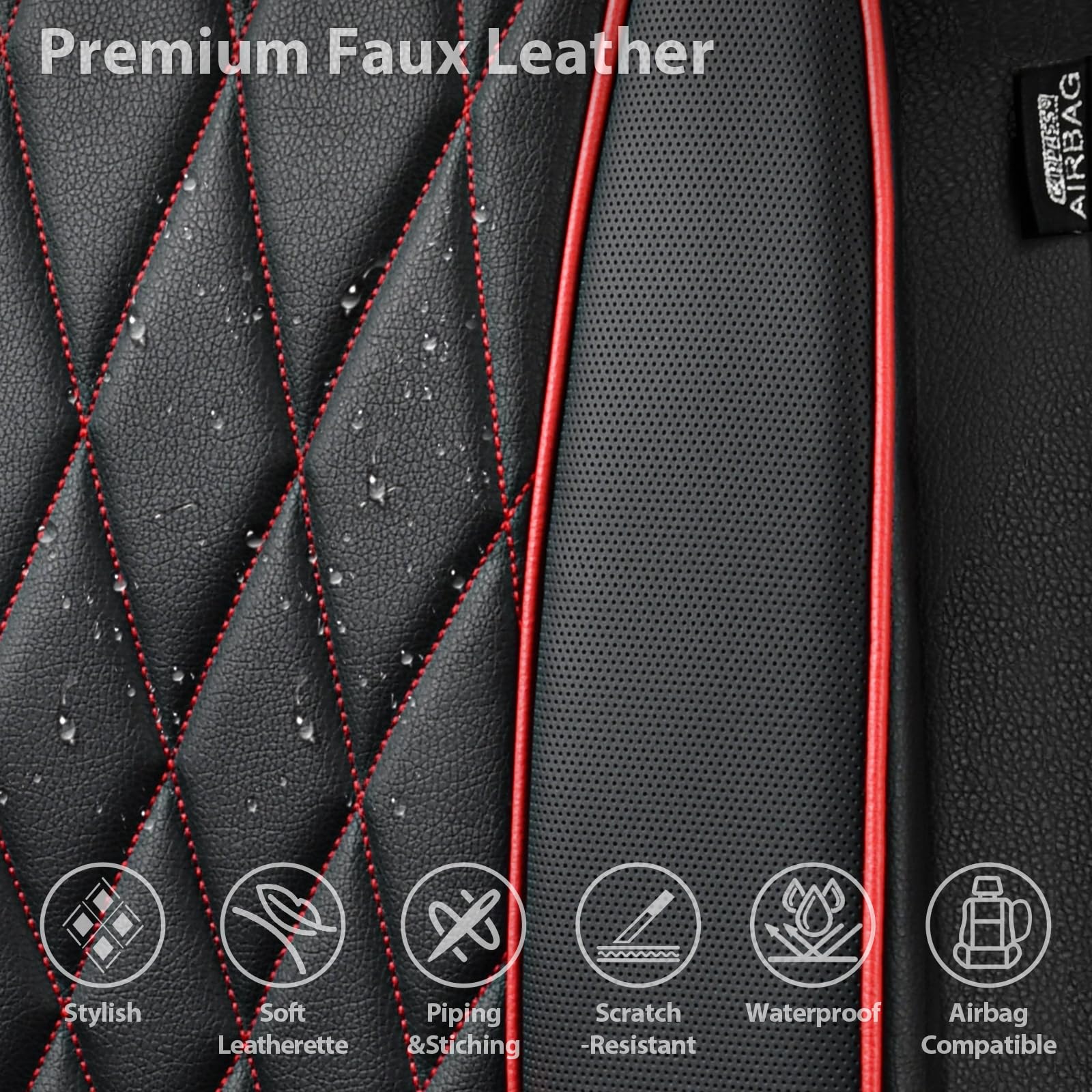 CAR PASS non-slip backing detail ensuring seat cover stays securely in place