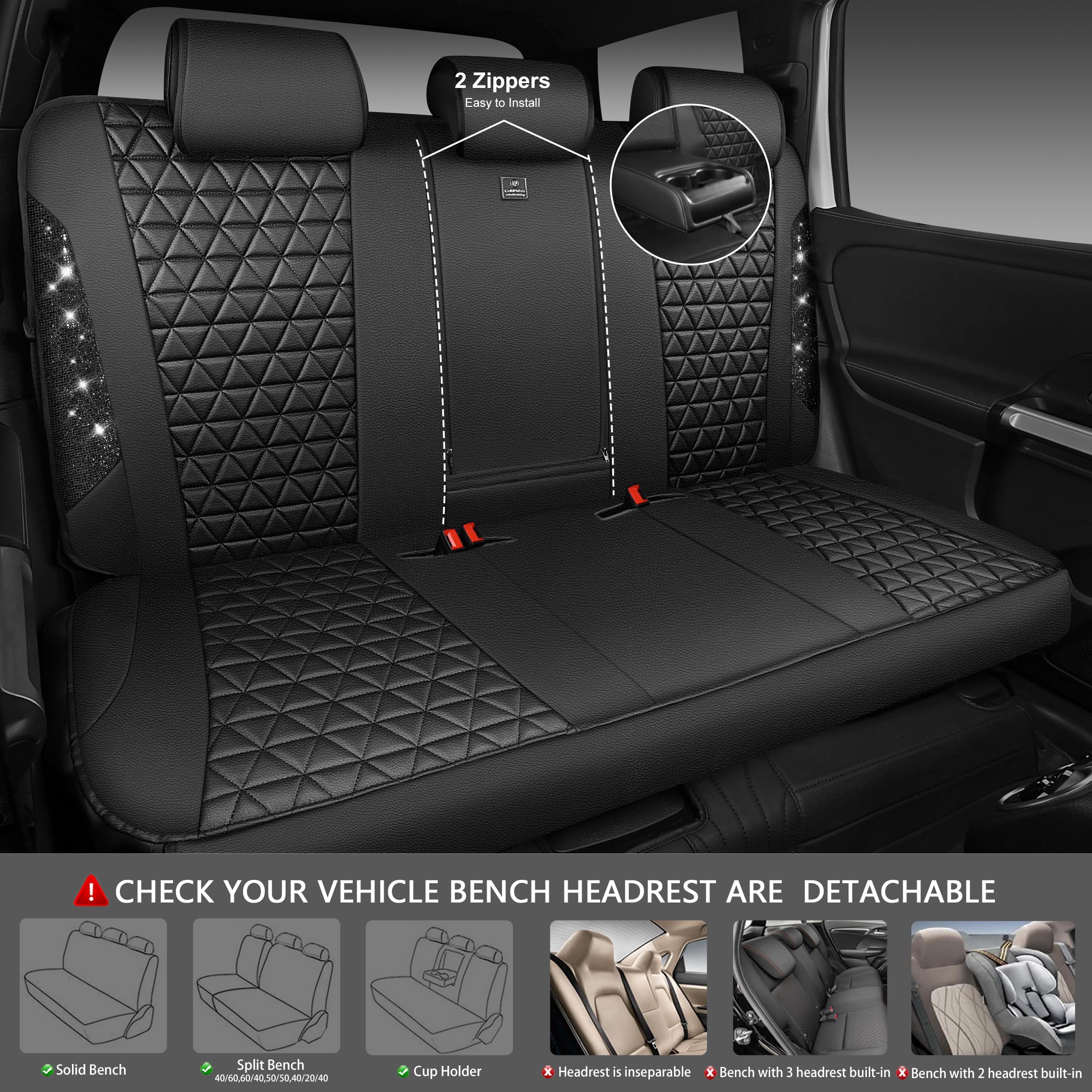 CAR PASS rear bench cover installed protecting and matching front seats