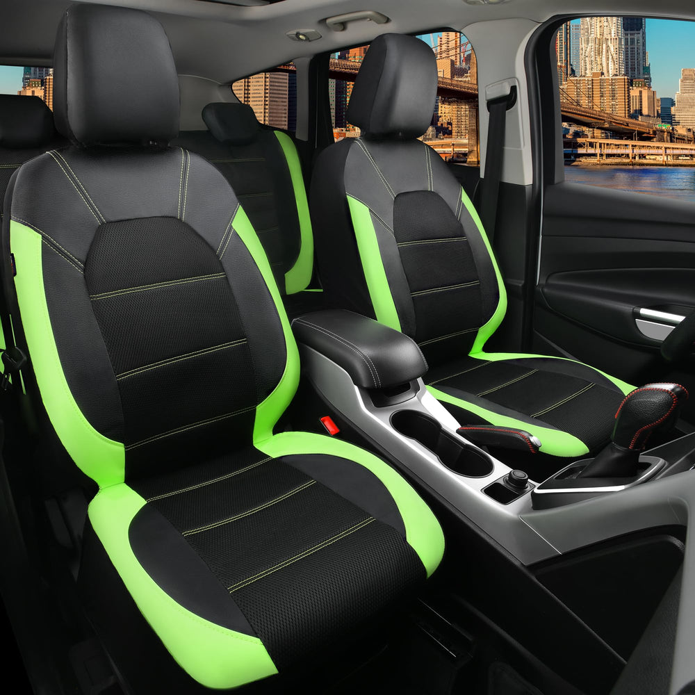 CAR PASS seat cover beside steering wheel to show scale and proportion in cabin