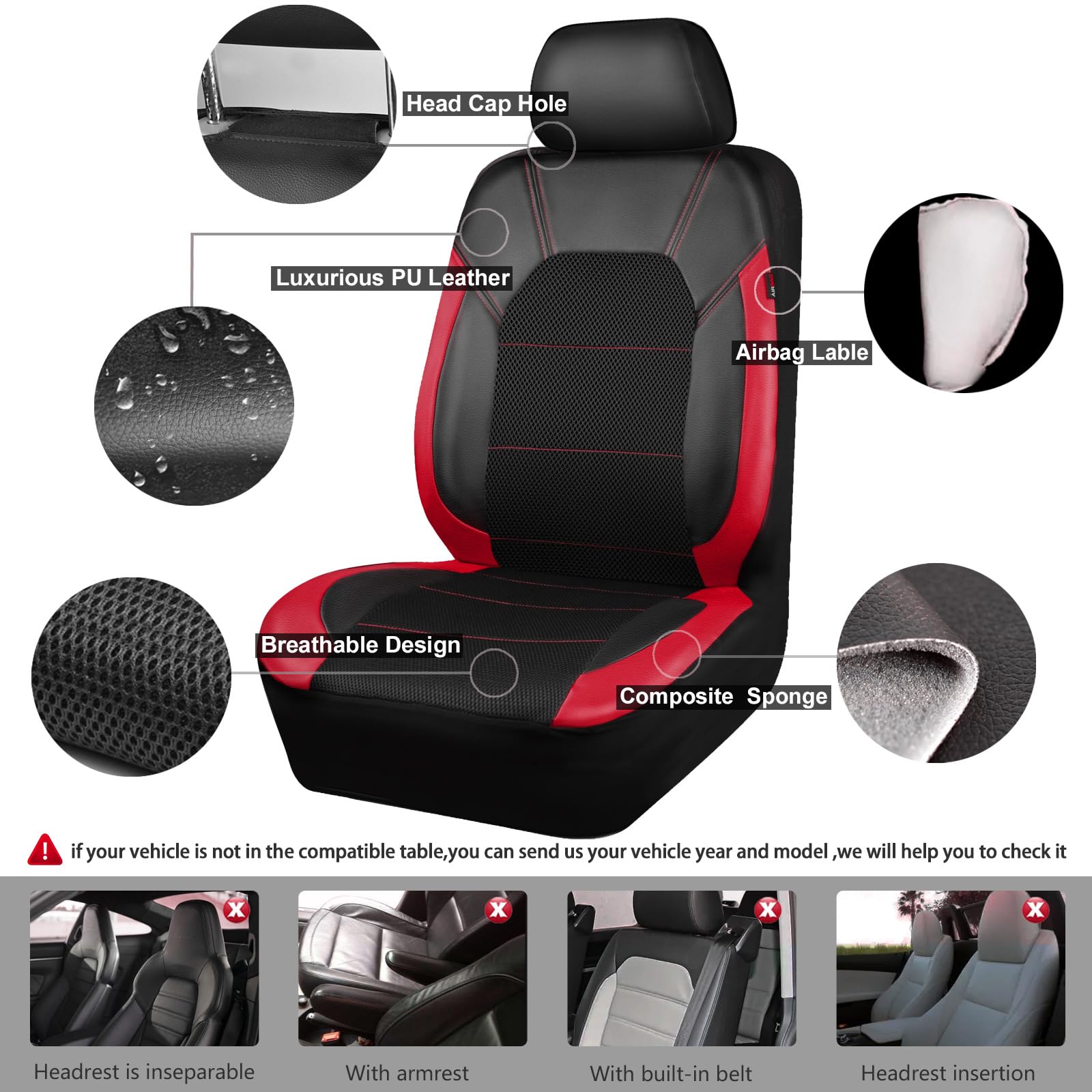 CAR PASS seat cover airbag opening detail for safe compatibility