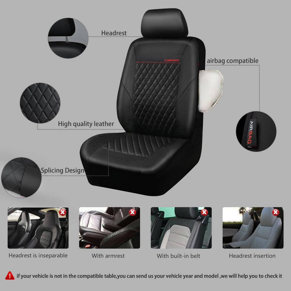 CAR PASS installed on sedan front seats demonstrating universal fit