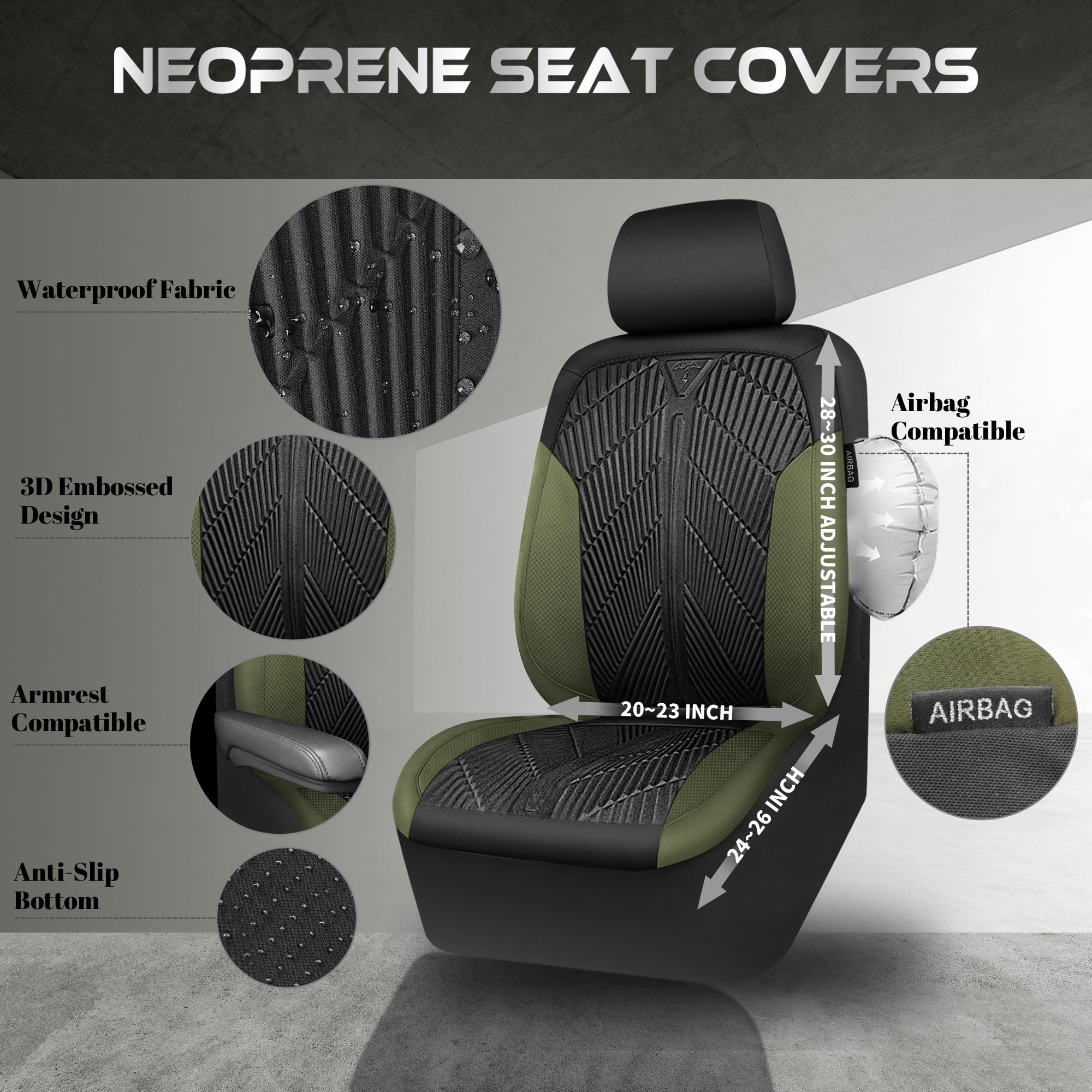 CAR PASS side stitching detail showing airbag compatibility and safety benefit
